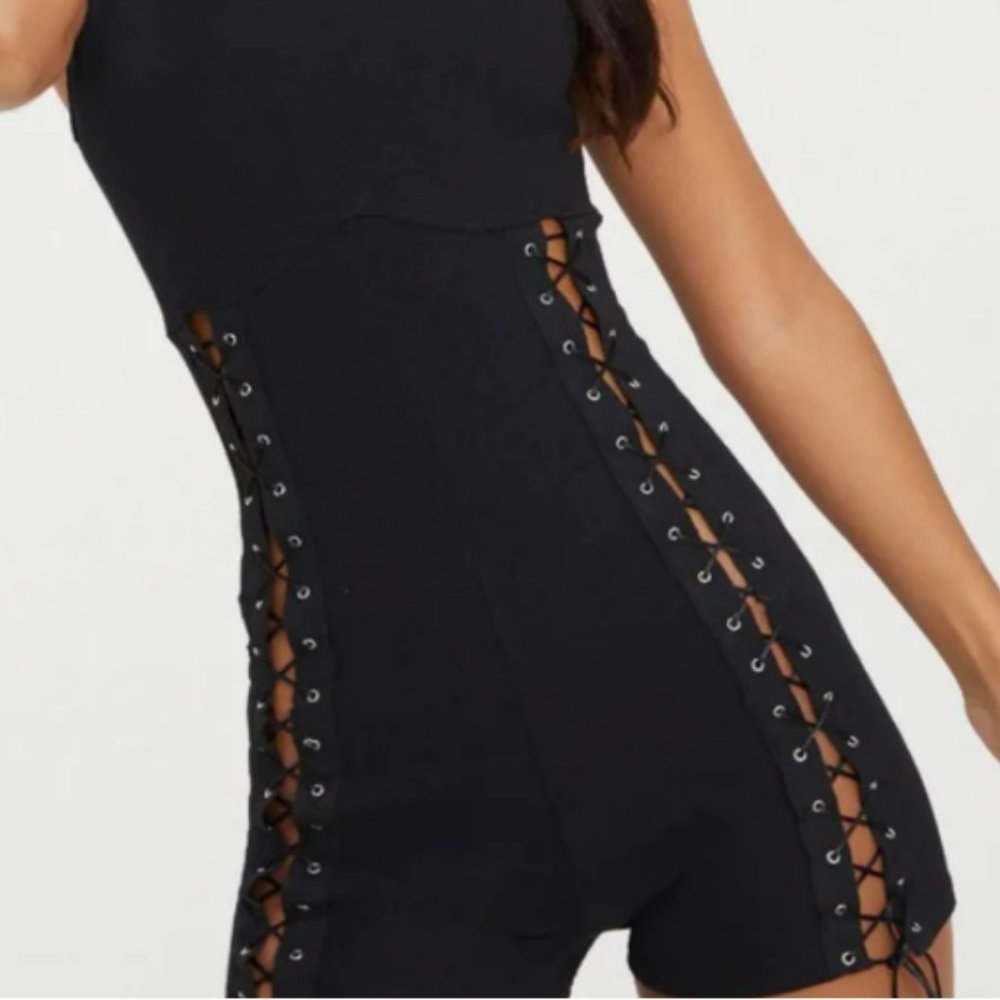 NWT Pretty Little Thing Lace Up Romper